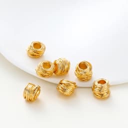 10/30/50Pcs/Pack 14K/18K Gold Plated Brass Weaving Ball Spacer Beads For DIY Bracelet Necklace Jewelry Making Accessories