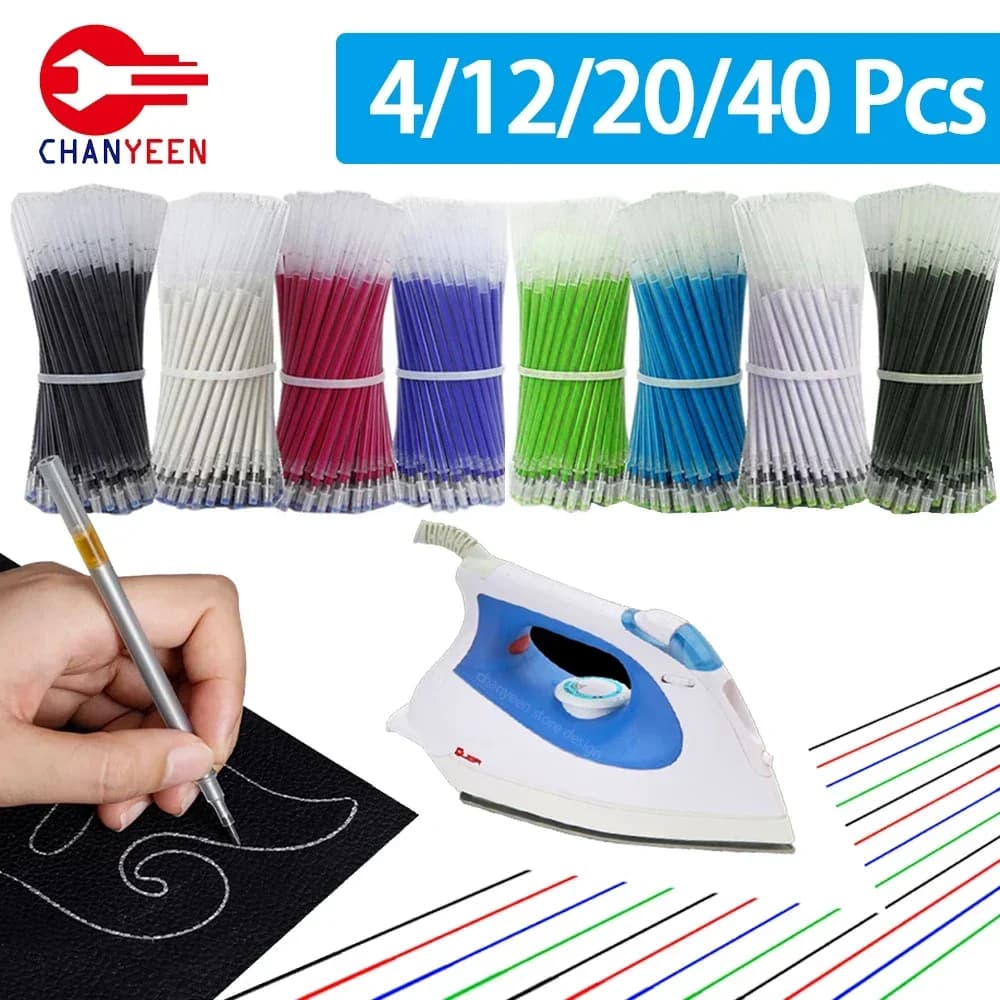4-40Pcs High Temperature Disappearing Fabric Marker Pen Erasable Refill Pens For Patchwork Fabric PU Leather Mark Sewing Tools