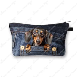 Funny Pocket Dog Cosmetic Cases Pet Dachshund Bulldog Yorkshire Dogs Women Makeup Bag Zipper Pouch Lipstick Small Pouch Gift
