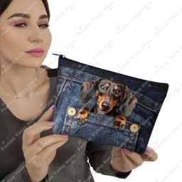 Funny Pocket Dog Cosmetic Cases Pet Dachshund Bulldog Yorkshire Dogs Women Makeup Bag Zipper Pouch Lipstick Small Pouch Gift