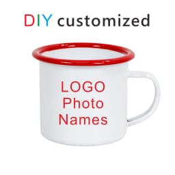 Customized Enamel Metal Mug 350ML Colorful Print Your Photo LOGO Coffee Mugs, Tea Cups, Mothers' Day, Fathers' Day Wedding Gift