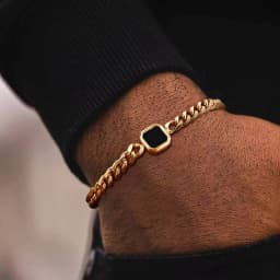 Vnox 5/7mm Width Adjustable Chain Bracelet for Men, Stainless Steel Acrylic Six-Sided Polished Jewelry Gift for Husband Son Him