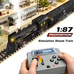 1:87 RC Steam Train 2.4G Simulation Remote Control Spray Track Train Electric Railway Set Railway Toy for Kids Christmas Gifts