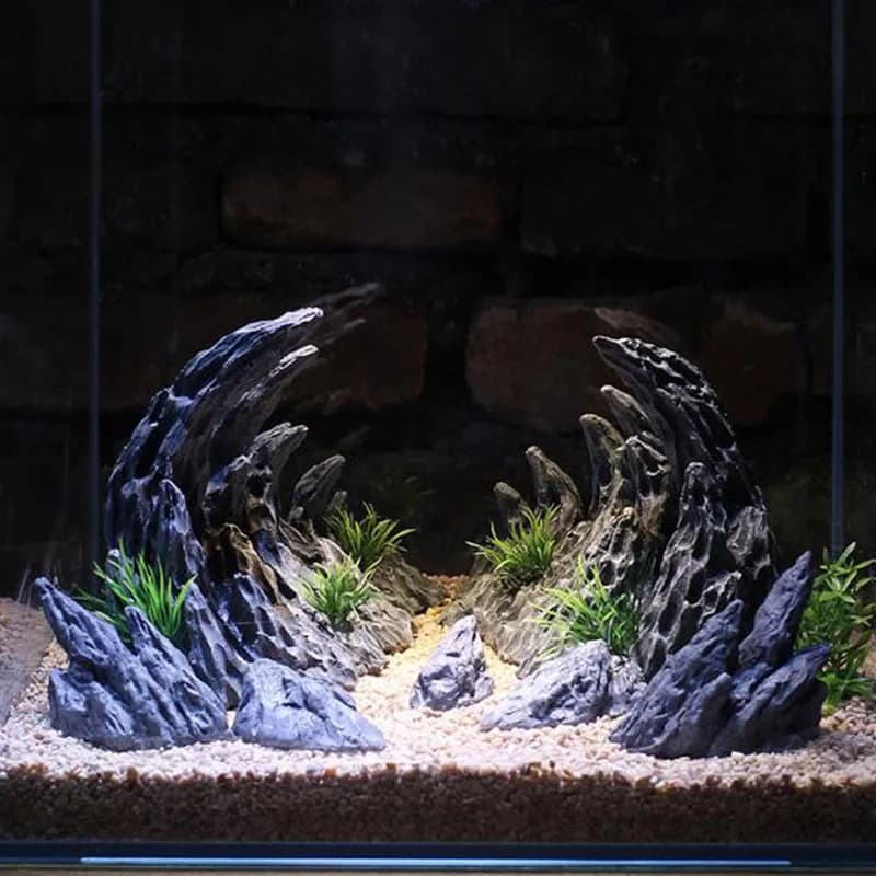 Resin Aquarium Decoration Fish Tank Simulated Canyon Ornament Acuario Rocks for Aquarium Fish Decor 2pcs
