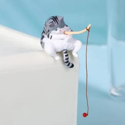 1/5Pcs New Fish Tank Fishing Cat Hanging Mini Creative Landscape Decoration Aquarium Fish Tanks Ornament Miniature Figurines