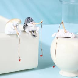 1/5Pcs New Fish Tank Fishing Cat Hanging Mini Creative Landscape Decoration Aquarium Fish Tanks Ornament Miniature Figurines