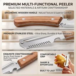 Kitchen Peeler Stainless Steel Vegetable Peeler with Wooden Handle for Peeling and Slicing Fruits and Vegetables Kitchen Tool
