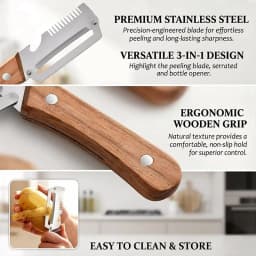 Kitchen Peeler Stainless Steel Vegetable Peeler with Wooden Handle for Peeling and Slicing Fruits and Vegetables Kitchen Tool