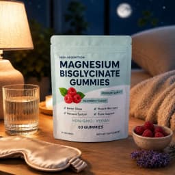 Magnesium Bisglycinate Gummies High Absorption Vegan Raspberry Flavor 60 Count Support Muscle Bone Health Non GMO Gluten Free