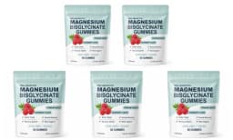 Magnesium Bisglycinate Gummies High Absorption Vegan Raspberry Flavor 60 Count Support Muscle Bone Health Non GMO Gluten Free