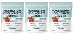 Magnesium Bisglycinate Gummies High Absorption Vegan Raspberry Flavor 60 Count Support Muscle Bone Health Non GMO Gluten Free
