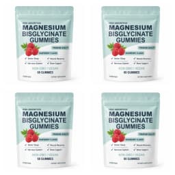 Magnesium Bisglycinate Gummies High Absorption Vegan Raspberry Flavor 60 Count Support Muscle Bone Health Non GMO Gluten Free