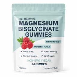 Magnesium Bisglycinate Gummies High Absorption Vegan Raspberry Flavor 60 Count Support Muscle Bone Health Non GMO Gluten Free