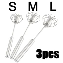 1/3PC Semi Automatic Egg Beater Stainless Steel Semi-Automatic Mixer for Effortless Egg Cream Mixing Stirring Kitchen Tool