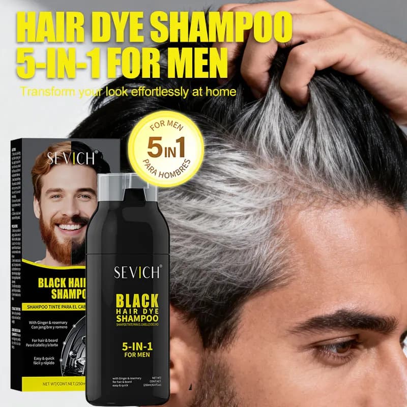 Hair Dye Coloring Shampoo 5 In 1 Men Beard Dye Shampoo Natural Cover Gray Hair Color Shampoo Instant Dye Hair Dyeing Shampoo