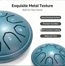 Miwayer 8 Tone 4.5 Inch Steel Tongue Drum Mini Handpan with Mallets Portable Meditation Percussion Instrument