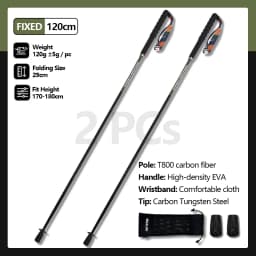 T800 Pure Carbon Fiber Trekking Poles Ultralight Weight Hiking Sticks Outdoor City Running Poles Walking Stick Folding Easy-take