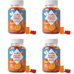 Docteat Healthy Formula Fiber Gummies 5G Fiber Per Serving, Orange & Apple Flavor for Digestive Health & Regularity, 60 Gummies