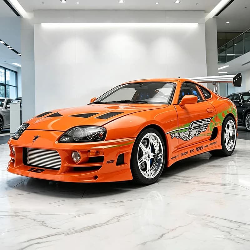 1:24 Brian Supra A80 JDM Supercar Alloy Car Model Sound and Light Pull Back Car Model Collectibles Birthday Gift