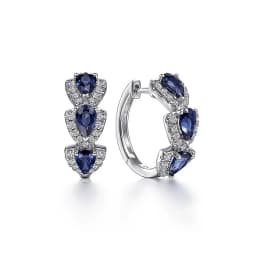 925 Sterling Silver Luxury Trendy Blue Cubic Zirconia Hoop Earrings Wedding Party Elegant Accessories for Women Jewelry Gift