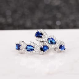 925 Sterling Silver Luxury Trendy Blue Cubic Zirconia Hoop Earrings Wedding Party Elegant Accessories for Women Jewelry Gift