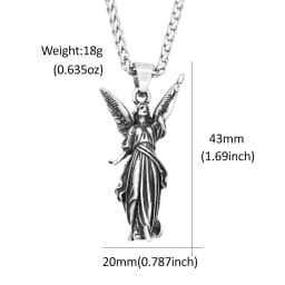 Classic Angel Statue of Liberty Pendant Necklace 316L Stainless Steel Chains For Men Women Fashion Powerful Amulet Jewelry Gifts