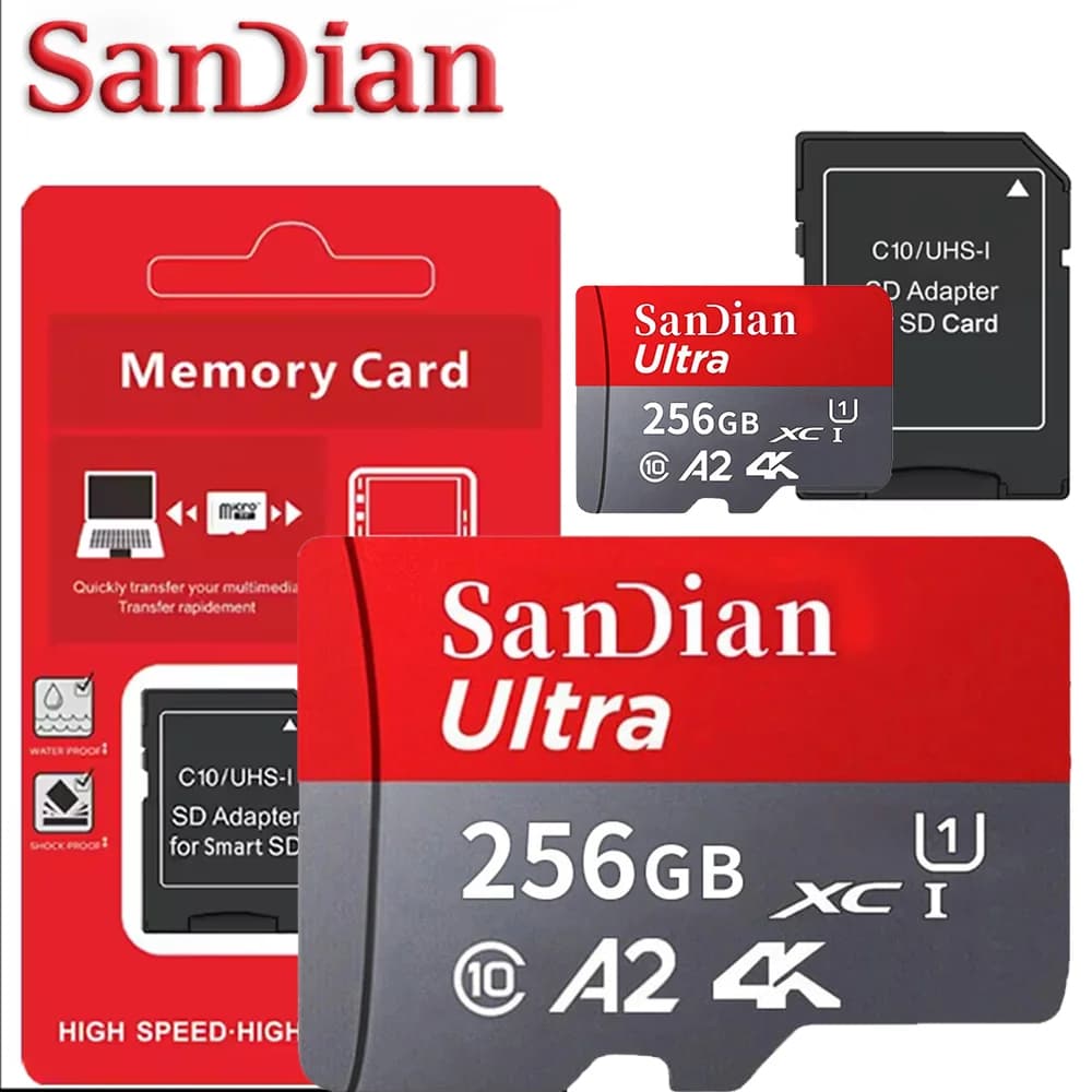 High Speed Micro SD Card U3 V30 A2 Memory Card 128G 256G for Digital Camera 4K Video Storage Compatible with Canon Nikon Samsung
