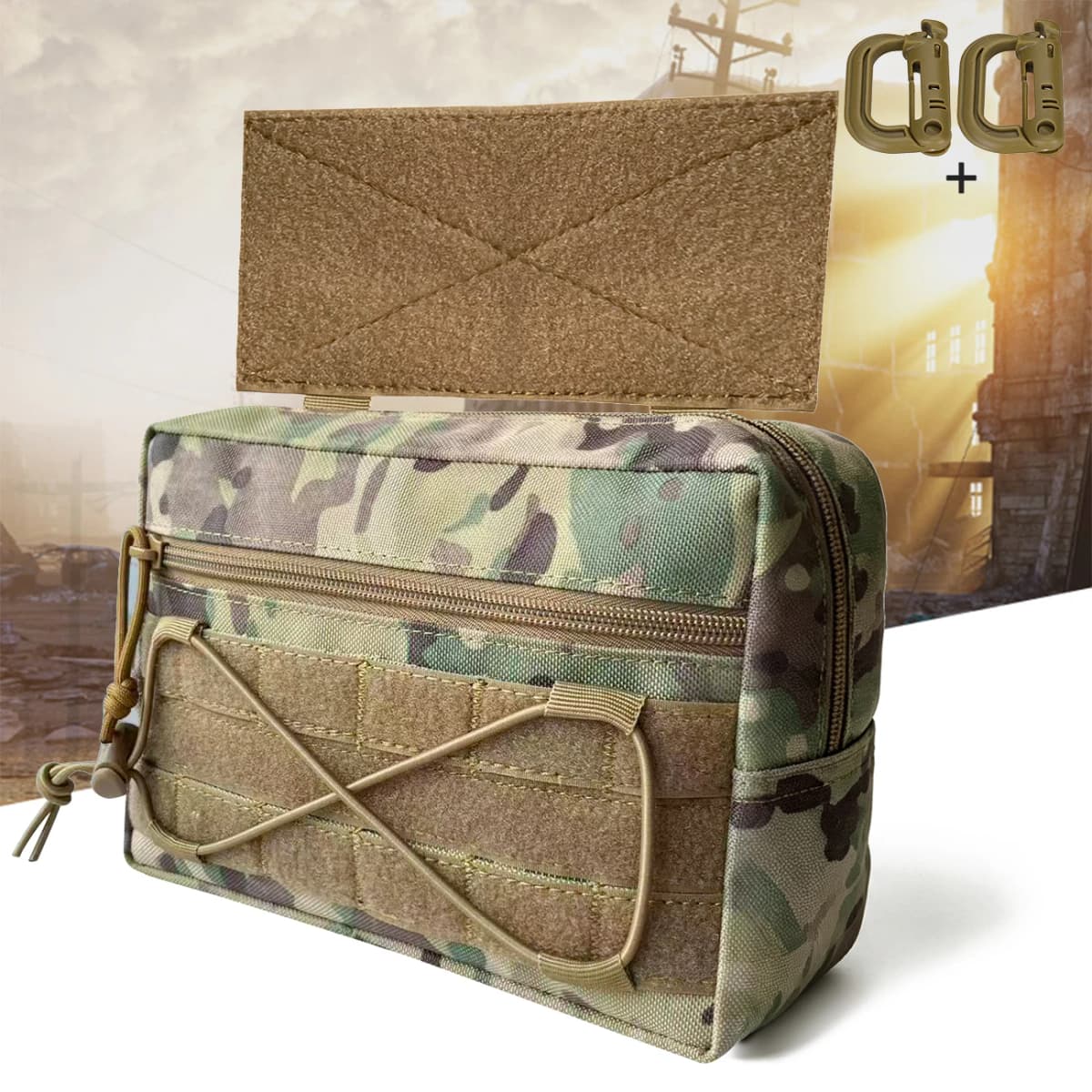 Camouflage Utility Pouch Multi‑compartment Organizer Bag for Backpack Vest Attachment Outdoor Storage Waist Accessories Bag