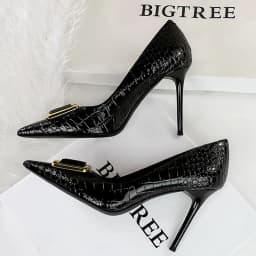 BIGTREE Shoes Women 10 Cm Metal Belt Buckle Ladies Pumps Women Luxury Banquet Shoes Stilettos High Heels Women Sexy Party Shoes
