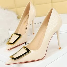 BIGTREE Shoes Women 10 Cm Metal Belt Buckle Ladies Pumps Women Luxury Banquet Shoes Stilettos High Heels Women Sexy Party Shoes