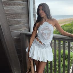 Lace Women's Two Piece Set Halter Off Shoulder Tie Top Lace Trim Pleated Mini Skirt Fashion Matching Set Sweet Style New Arrival