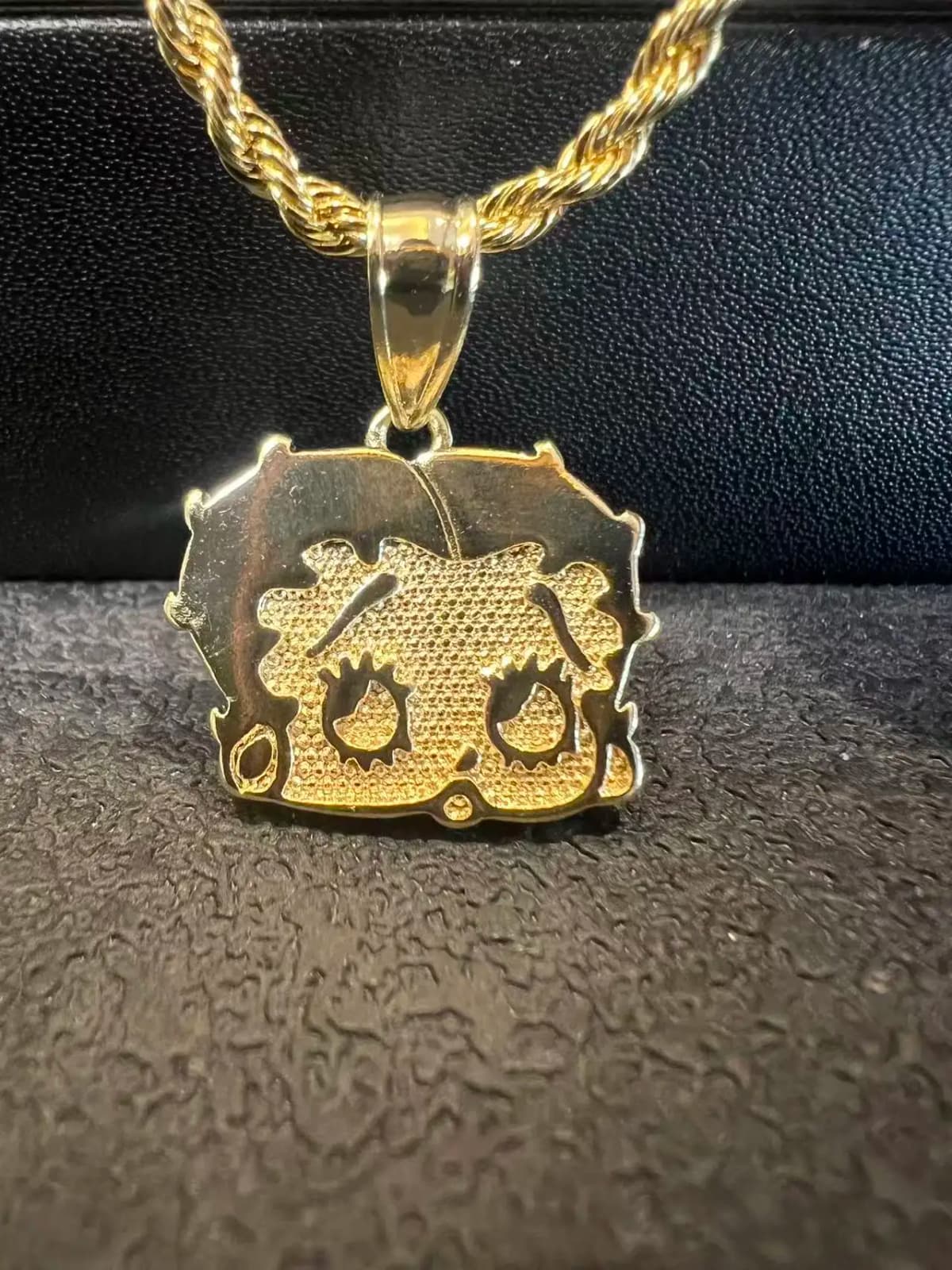 18K Gold Plated Betty Boop Necklace Poker Butterfly Pendant Necklace