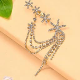 Luxury Crystal Star Tassel Brooch Jewelry for Women Dress Sparkling Rhinestone Shoulder Pin for Wedding & Evening Party Giftt