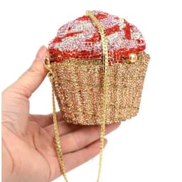 XIYUAN Cake Cup Diamond Handbags Metal Chain Evening Bag Crystal Banquet Clutch Purse Bag Luxury Designer Dress Women's Bag