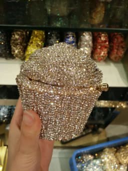 XIYUAN Cake Cup Diamond Handbags Metal Chain Evening Bag Crystal Banquet Clutch Purse Bag Luxury Designer Dress Women's Bag