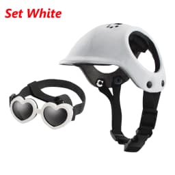 Motorcycle Helmet for Small Dogs Pet Outdoor Supplies Footprint Dog Safety Helmets with Ear Holes Puppy Cycling Accessories