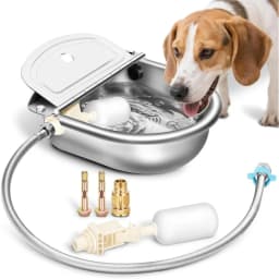 Stainless Steel Pet Water Dispenser with Float Ball Valve Automatic Dog Water Bowl Auto Refill Outdoor Hanging Pets Waterer