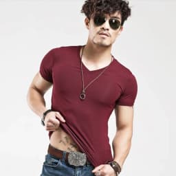 2026 Brand New Men T Shirt Tops V Neck Short Sleeve Tees Men's Fashion Fitness Hot T-Shirt For Male Man T-Shirt Size 5XL