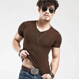 2026 Brand New Men T Shirt Tops V Neck Short Sleeve Tees Men's Fashion Fitness Hot T-Shirt For Male Man T-Shirt Size 5XL
