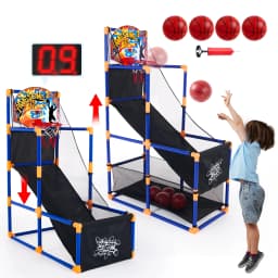 Arcade Basketball Game Set with 4 Balls and Hoop for Kids 3+ Years Old Indoor Outdoor Sport Play Easy Set Up Air Pump Included Ideal for Competition