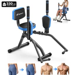 MERACH Hip Abductor Machine Butt Toning Leg Trainer Adjustable Resistance Glute & Outer Thigh Workout Equipment for Home Gym Booty Builder with Bands and Dual Foot Bar 360° Rotating Leg Pads for Women/Sedentary/Postpartum Recovery