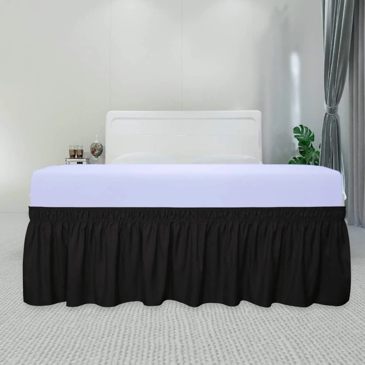 Bedding Bed Skirt Drop Length - White,Black,Gery, Ruffled Dorm Room Bed Skirts, Easy Care, Wrinkle Free ,Microfiber Bed Skirt