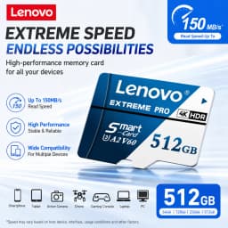 Lenovo Micro SD Card 1TB 512GB High Speed SD 256GB 128GB TF Card UHS‑I Waterproof Memory Card for Dash Cam CCTV Nintendo Switch