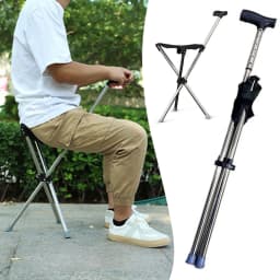Foldable Cane Easy To Carry Seat Portable Stool Folding Chair Non Slip Handle Super Light Walking Stick For Outdoor Walking