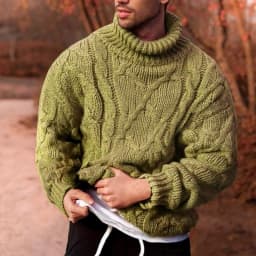 Autumn and winter European and American fashion casual twisted flower high neck pullover men's sweater men's knitted sweater top