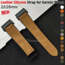 Leather  Silicone Band For Garmin 22 26mm Fenix 5 5X Plus 7 7X 6 6X Pro No Gaps Sport Quick Release For Garmin Watch 3 3HR Strap