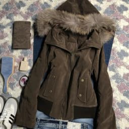 American Vintage Harajuku Jacket Women Slim Brown Fur Collar Hooded Short Coat Winter Gothic Casual Streetwear Fashion Outfit
