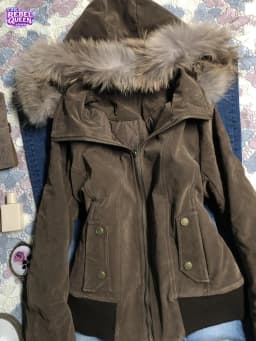 American Vintage Harajuku Jacket Women Slim Brown Fur Collar Hooded Short Coat Winter Gothic Casual Streetwear Fashion Outfit