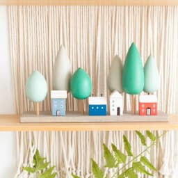 4Pcs Small Wooden House Ornament Miniature Building Table Desktop Home Decor Nordic Style Crafts Christmas Birthday Gifts
