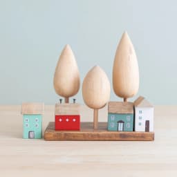 4Pcs Small Wooden House Ornament Miniature Building Table Desktop Home Decor Nordic Style Crafts Christmas Birthday Gifts